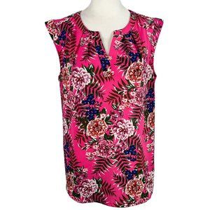 So pretty & Like New!  J. Crew Sleeveless Pink Floral Print Popover Top …